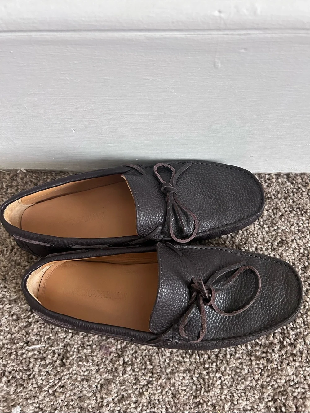 Emporio Armani Men's Dark Brown Leather Driving Loafers